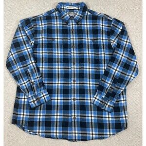 Duluth Trading Co Shirt Men's XL Free Swinging Flannel Blue Button Down